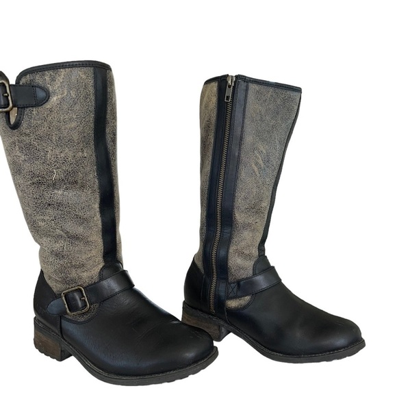 UGG Chancery Black Bomber Stout Biker Boots. Size 8.5 GUC - Picture 6 of 14